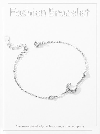 Title 6, S925 Silver Moon Diamond Bracelet Special-inter...