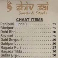 Shiv Sai Sweets & Snacks menu 2