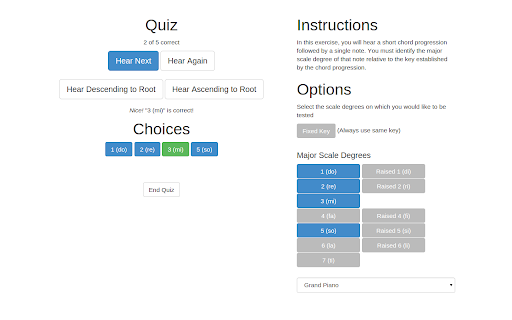 Quiz Choices Instructions progression Options ih 