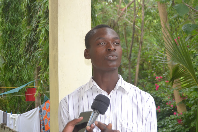 Peter Erastus, the third-born in the family of six, who scored A- at Mamburui Secondary School