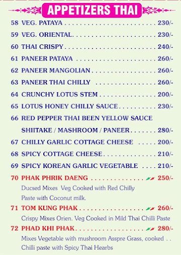 Chopsticks Pure Veg menu 