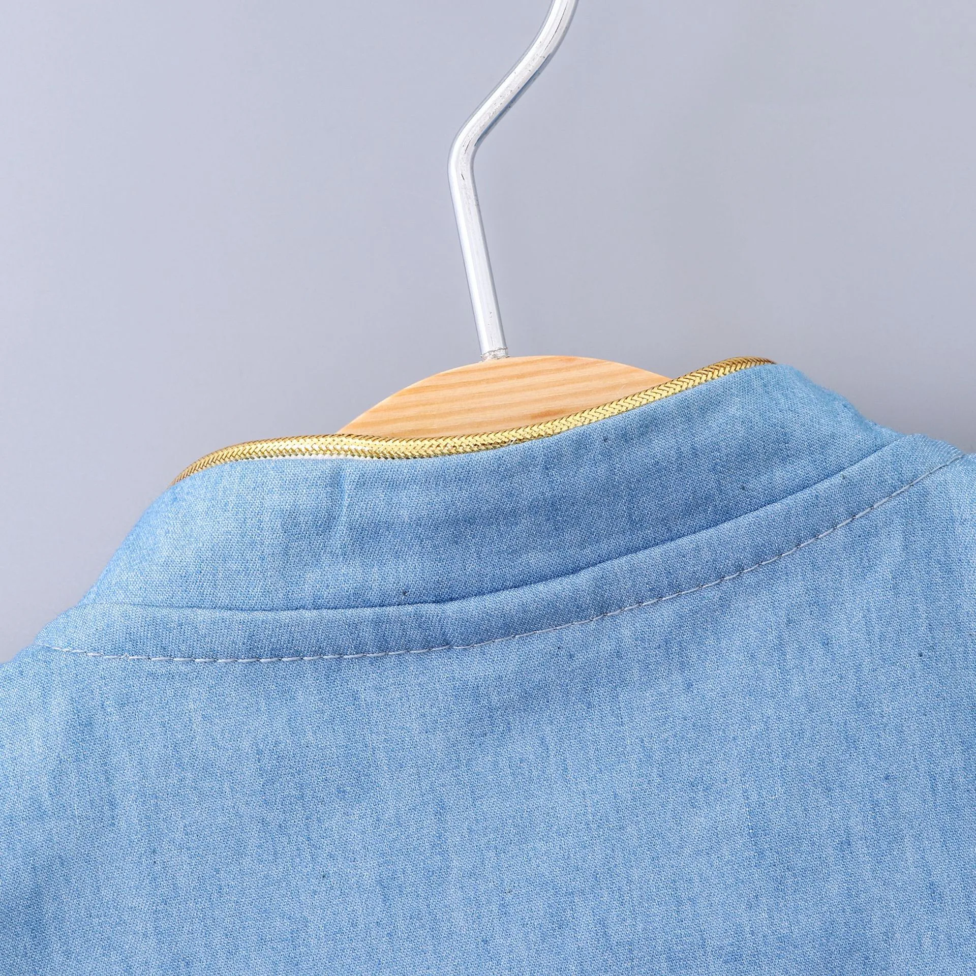 Title 5, Schattige denim jurk met mesh vijfsterren desig...
