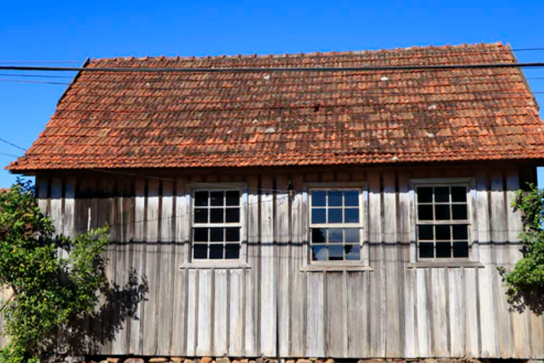 wooden tiles with thatched roof