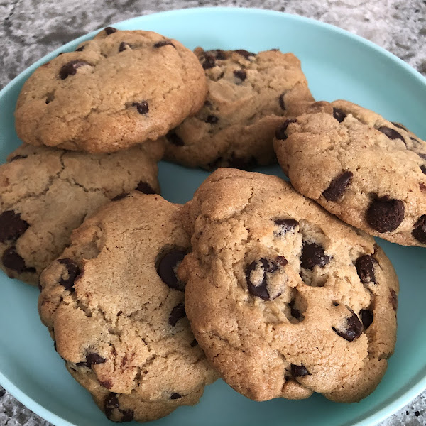 Chocolate Chip Cookies from no nut facility. Buttery taste, chewy, loaded with chocolate!