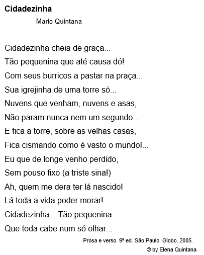 PERGUNTA: A qual gênero pertence o texto “Cidadezinha”?