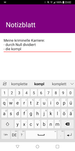 Screenshot Simple Text Sheet