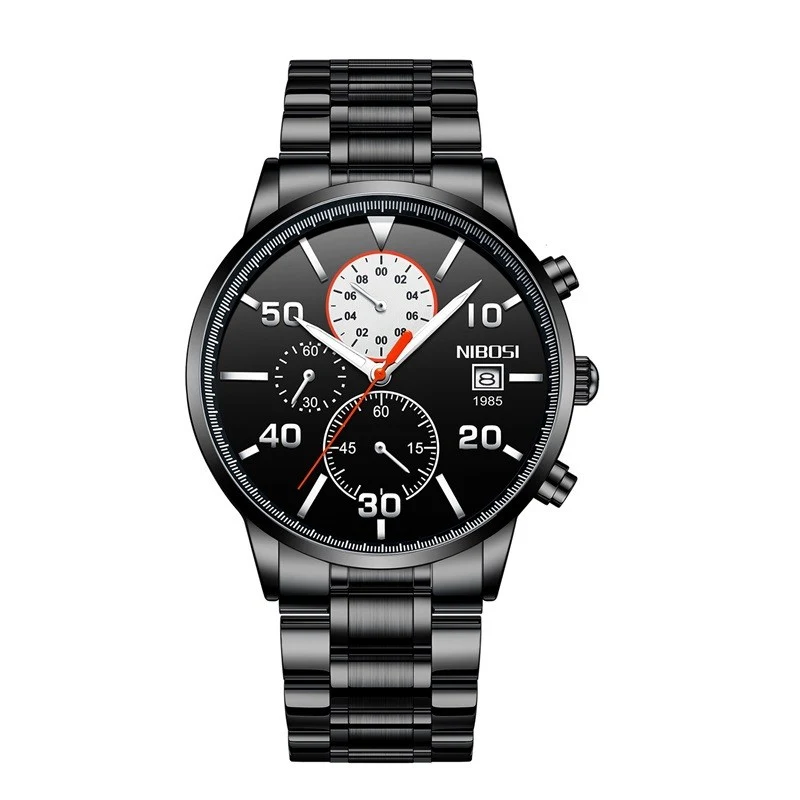 Heren quartz horloge van staal, waterdicht, met kalender. Een stijlvolle en praktische keuze voor dagelijks gebruik.