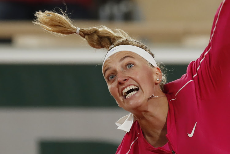 Petra Kvitova in action during her first round against Sofia Kenin in the French Open on Thursday. Her 6-4 7-5 defeat did not dampen her spirits