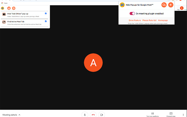 Hide Popups for Google Meet™ chrome extension
