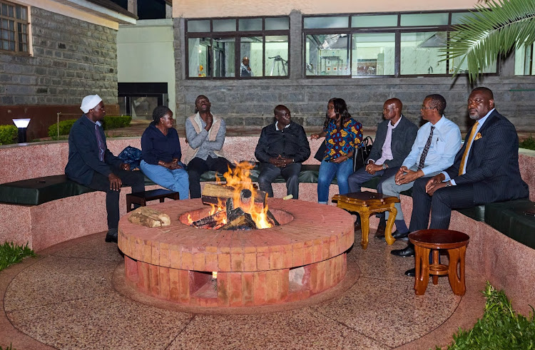 Deputy President Rigathi Gachagua holds a bonfire meeting at his Nyeri home with the Embu County leadership led by Governor Cecily Mbarire on February 8, 2024