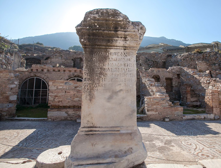 An ancient inscription at Ephesus, Turkey. 