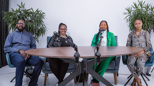 Sipho Makhalema (Digital Council Africa), Oamogetswe Chikwado (beneficiary), Gugu Sema (MICT SETA) and Ntswaki Matai (beneficiary). (Photograph by Lesley Moyo)