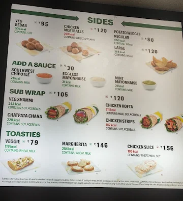 Subway menu 