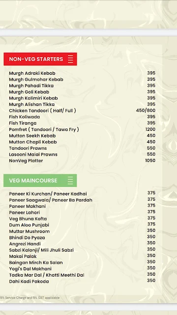 Naans & Noodles menu 