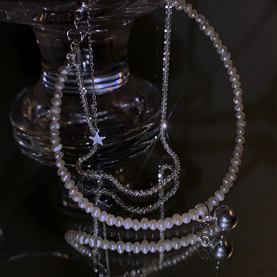 Double-layer Starry Pearl Bracelet For Girls A charming and elegant bracelet designed to add a touch of sparkle and styl