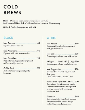 Blue Tokai Coffee Roasters menu 