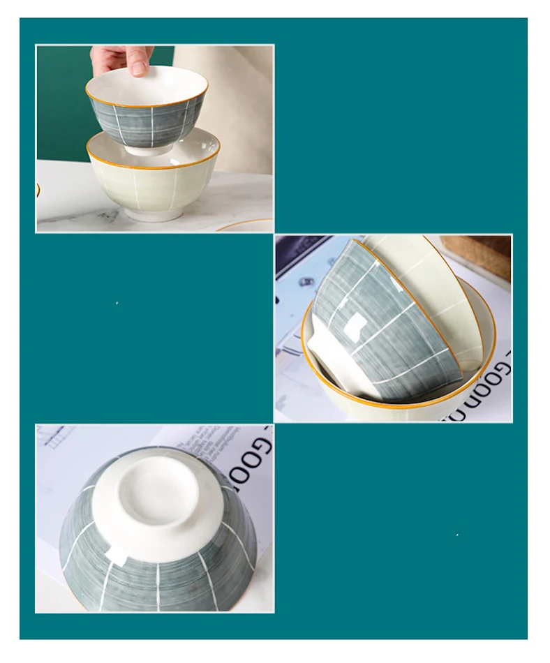 Nordic Style onderglazuur keramiek rijstkom 4.5 inch, ideaal voor kleine porties, stijlvol en functioneel ontwerp.