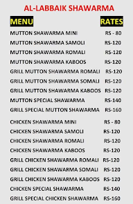 Al-Labbaik Shawarma menu 1