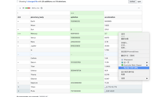 Github CSV Diff