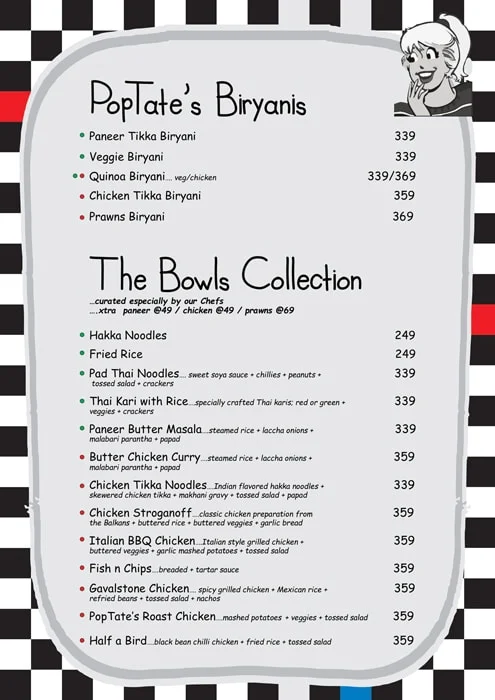 Poptates Lokhandwala menu 