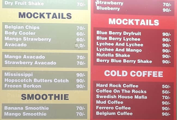 Lassi Shop menu 