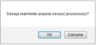 Figura 12: Janela de Confirmação do Arquivamento do Processo