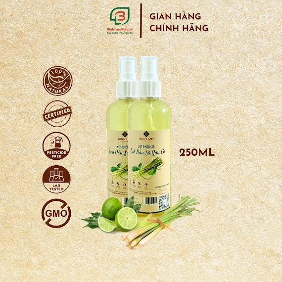 Combo 05 Xịt Phòng Tinh Dầu Đuổi Muỗi, Côn Trùng, Khử Mùi, Diệt Khuẩn Hữu Cơ Sả Chanh Bình Lam Natural 250Ml