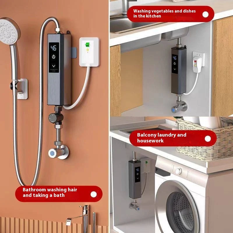 Aquecedor elétrico instantâneo para cozinha e banheiro. Água quente na hora, economia de energia e ideal para pias e lavatórios.