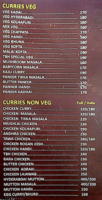 The Biryani House menu 