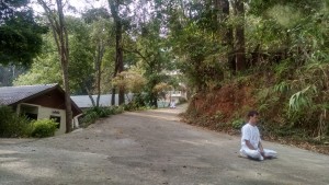 Fellow campers meditating at the center