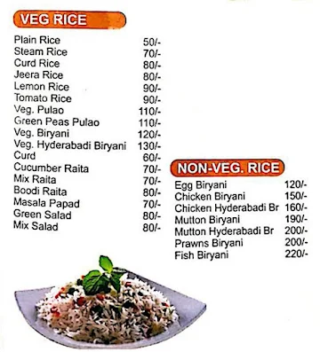 Sagar Family Restaurant menu 