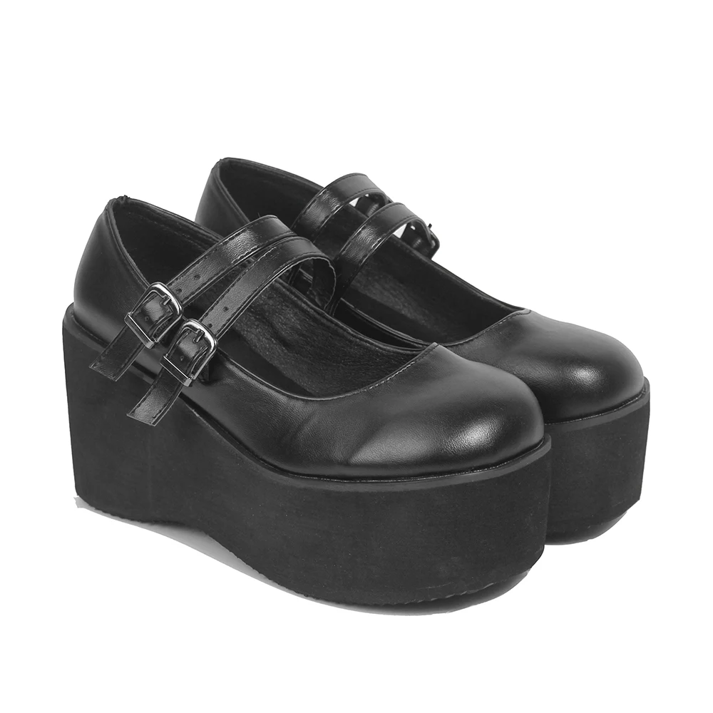Title 4, Chaussures en cuir à talon compensé interne, re...