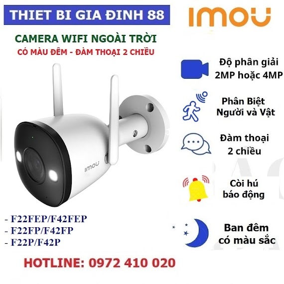 Camera Wifi Imou Ngoài Trời, Camera Có Màu Ban Đêm F22P, F22Fep, F42Fep 2M 1080P Full Hd Chính Hãng Dahua 24Th