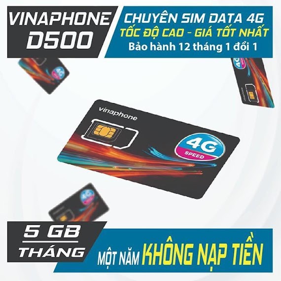 Sim Vinaphone Ezcom Trọn Gói 1 Năm Gói D500 5.5Gb Trên Tháng Sim Vina 4G Vinaphone Vào Mạng Trọn Gói 1 Năm Miễn Phí