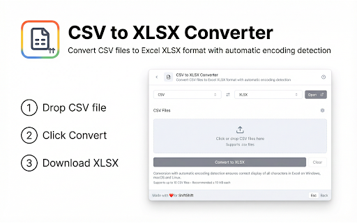 CSV to XLSX Converter [ShiftShift] screenshot 2