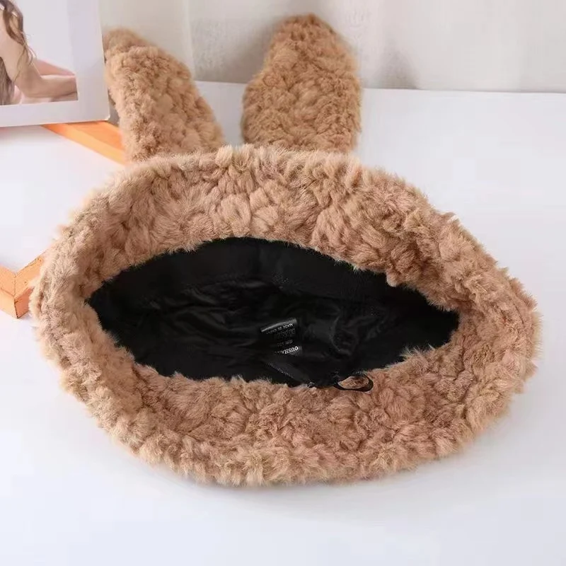Schattige cartoon pullover met lange oren en een konijnen pluche muts, voor een warme en schattige look, perfect voor de winter.