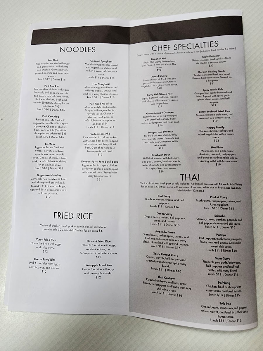 Basil Asian Bistro gluten-free menu