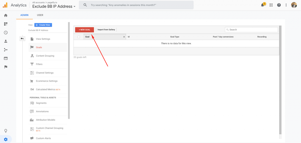 Page d-accueil Google Analytics session admin-Optimisation du taux de conversion