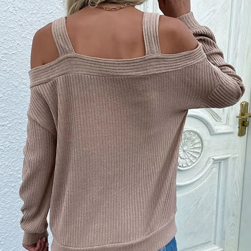 Title 3, European And American Knitted One-shoulder Shirt