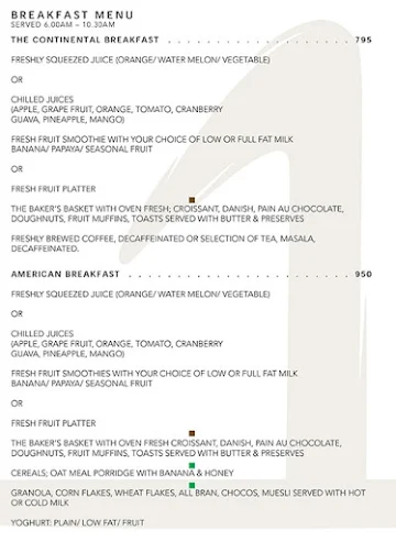 The One - Le Meridien menu 