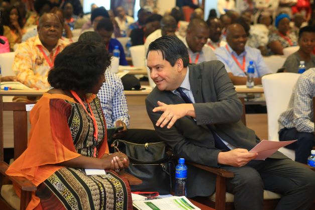 National Assembly Deputy Speaker Gladys Boss and Commonwealth Parliamentary Association secretary general Stephen Twigg at PrideInn Paradise Hotel in Mombasa on January 30, 2023.