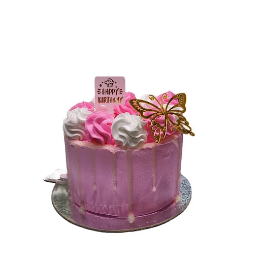 Pink Cake With Golden Butterfly [250 Grams]