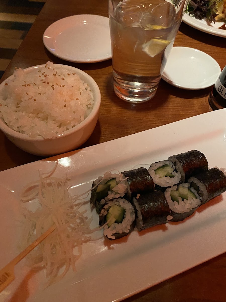 Cucumber Roll and Side of Sushi Rice