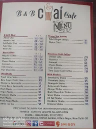 B&B Chai Cafe menu 1