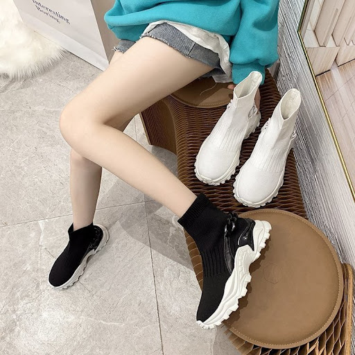 Title 7, Womens sock shoes, thick-soled knitted sports ...