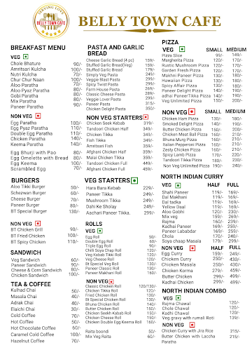 Belly Town Cafe menu 