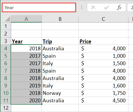 Naming a Range