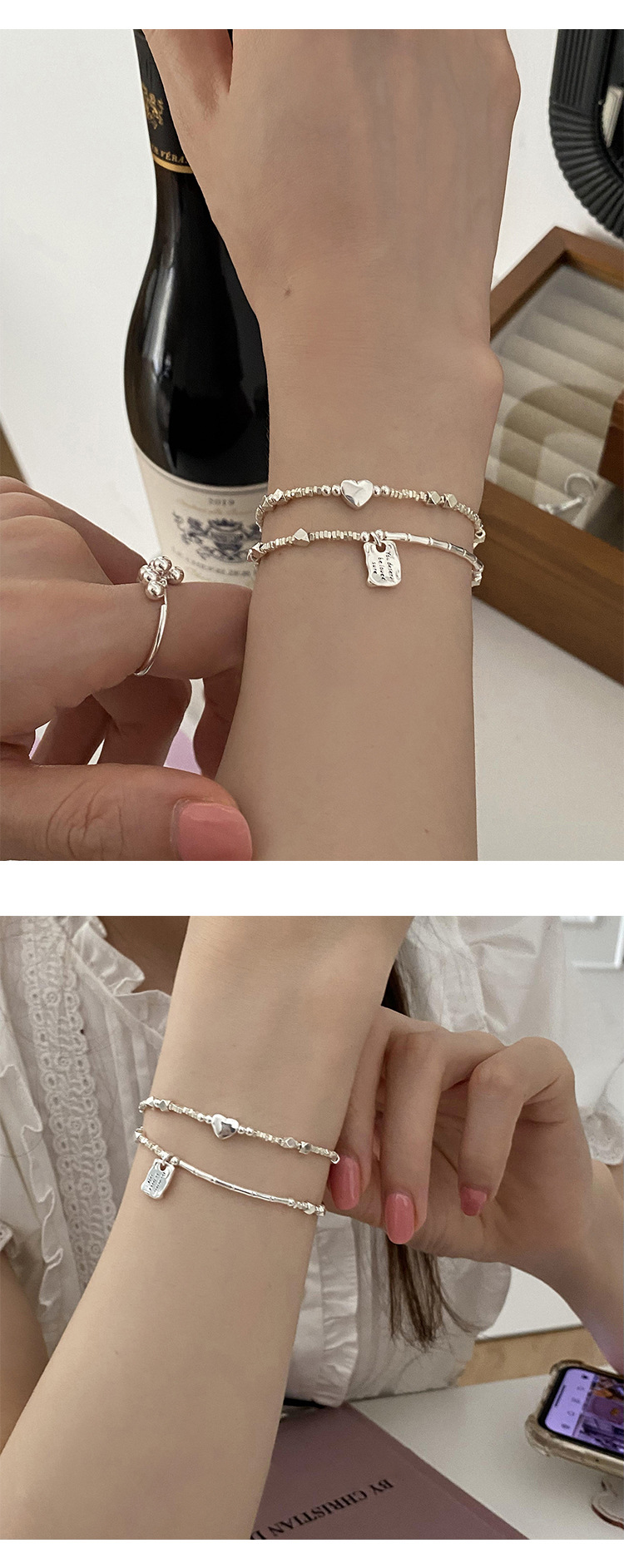 Title 5, Damen S925 Sterling Silber Love Square Markenar...
