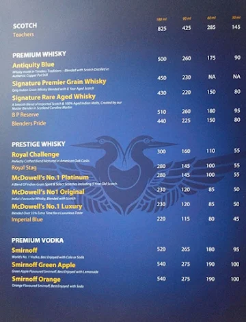 Hotel Aryan menu 