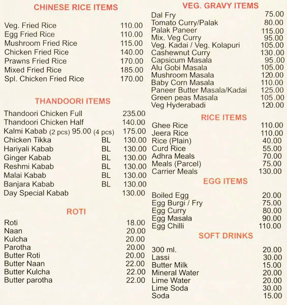 Suchithra Biryani House menu 